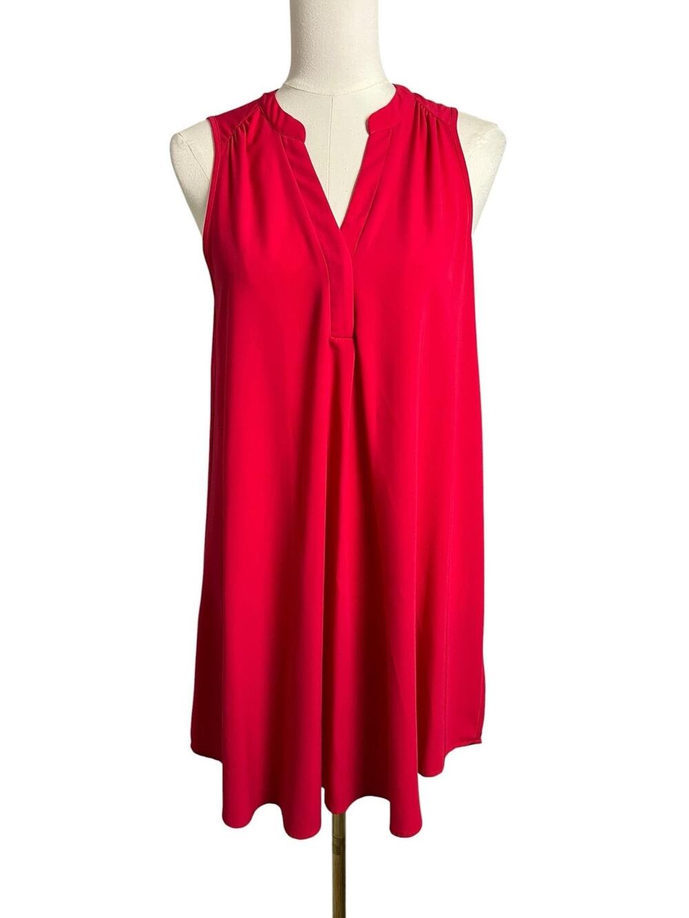 Lush Hot Pink Shift Dress Womens Medium Sleeveless Swing Dress Career Chic